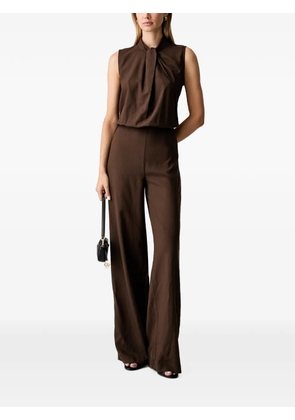 VICOLO tie-neck wide-leg jumpsuit - Brown
