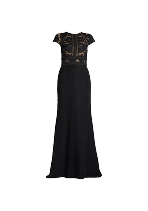 Tadashi Shoji Catrine lace-panelled floor-length maxi dress - Black