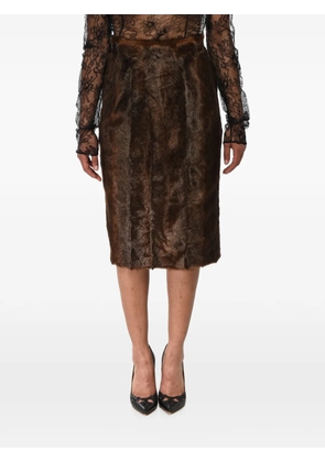 Off-White faux-fur pencil midi skirt - Brown