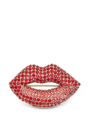 Weekend Max Mara crystal-embellished lip-motif brooch - Gold