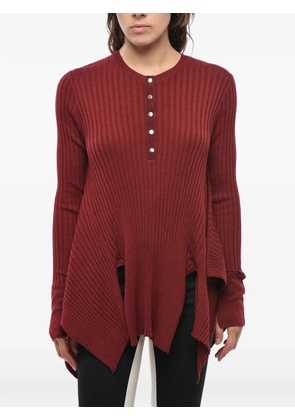 Stella McCartney virgin wool and silk ribbed crewneck sweater with gold buttons - Red