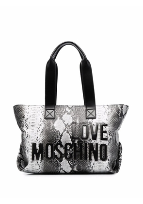 Love Moschino snake-effect logo-detail tote bag - Black
