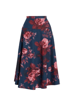 ERDEM floral-print A-line skirt - Blue