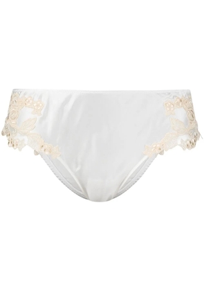 La Perla lace floral-embroidered silk briefs - White