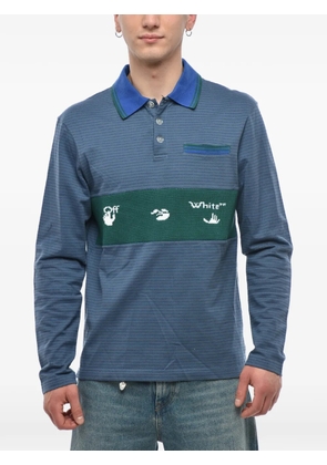 Off-White logo-embroidered striped polo shirt - Blue