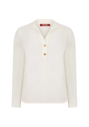 Max Mara Aia gold-tone button silk blouse - White