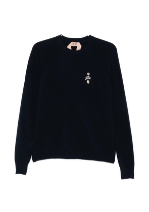 Nº21 crystal-embellished raglan-sleeve sweater - Blue