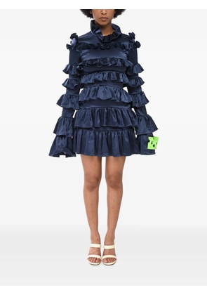 Off-White ruffle-trimmed satin mini dress - Blue