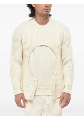 Off-White Meteor cut-out ribbed-knit sweater - Neutrals