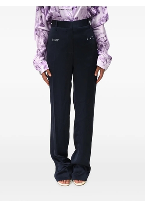 Off-White logo-print satin trousers - Blue