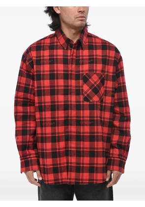 Off-White check-pattern padded overshirt - Red