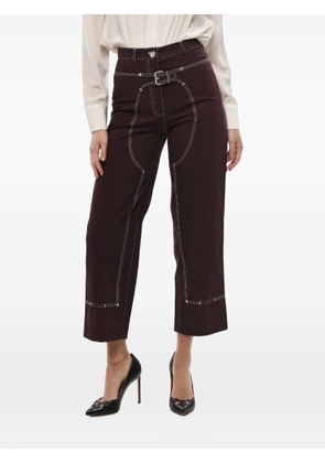 Stella McCartney contrast-stitch belted trousers - Brown
