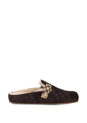 Burberry check-strap shearling-lined slippers - Brown