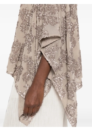Marina Rinaldi sequin-embellished floral-pattern blouse - Neutrals