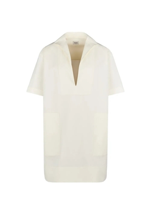 Tod's V-neck patch-pocket dress - Neutrals