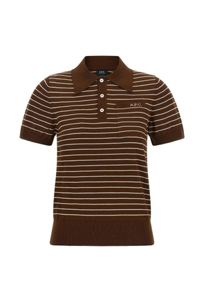A.P.C. Aline striped polo shirt - Brown