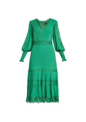 Tadashi Shoji Nyssa lace-panelled pleated midi dress - Green