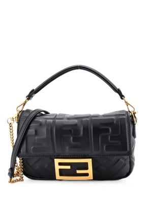 Fendi Pre-Owned Baguette NM Bag Zucca Embossed Leather Mini crossbody bag - Black