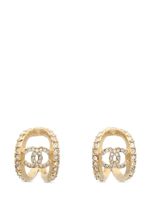 CHANEL Pre-Owned CC crystal-embellished hoop earrings - Gold
