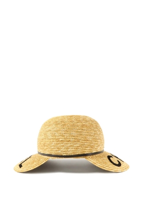 CHANEL Pre-Owned logo-detail straw cap - Neutrals
