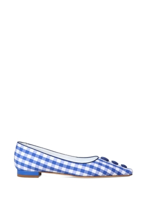 Manolo Blahnik Alexa gingham-print button-embellished pumps - Blue
