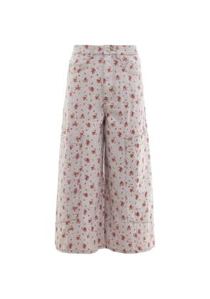 GANNI floral-print cargo jeans - Pink