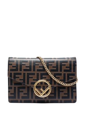 Fendi Pre-Owned 2010-2026 Zucca Embossed Leather F Is Fendi Envelope Wallet On Chain crossbody bag - Brown