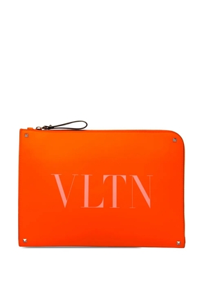 Valentino Garavani Pre-Owned 2018-2026 Leather Rockstud VLTN Document Case clutch bag - Orange