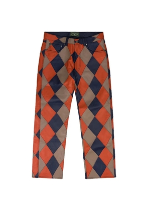 Denim Tears diamond-patch leather trousers - Orange