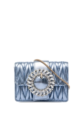 Miu Miu Pre-Owned 2010-2026 Mini Matelasse Metallic Nappa Crystal Embellished crossbody bag - Blue