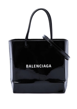 Balenciaga Pre-Owned 2019 Patent Logo Shopping Tote XXS satchel - Black