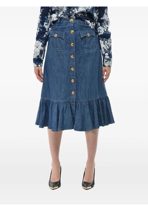 Valentino Garavani ruffled button-front midi skirt - Blue