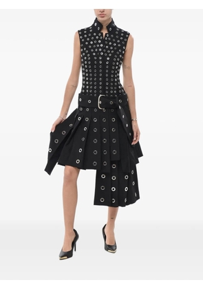 Off-White eyelet-embellished belted dress - Black