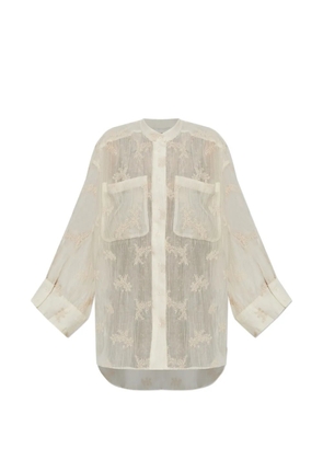 MUNTHE Fortunato embroidered sheer shirt - Neutrals