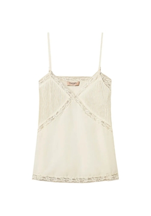 TWINSET crêpe de chine and lace top - Neutrals