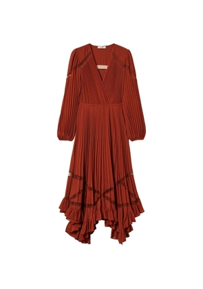 TWINSET long pleated georgette dress - Red