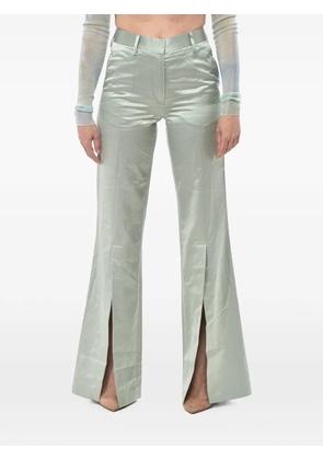 Off-White satin slit-detail trousers - Green
