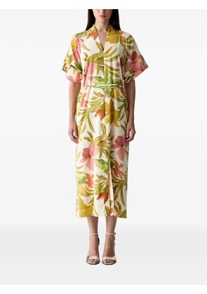 Joseph Ribkoff floral-print tie-waist midi dress - Neutrals