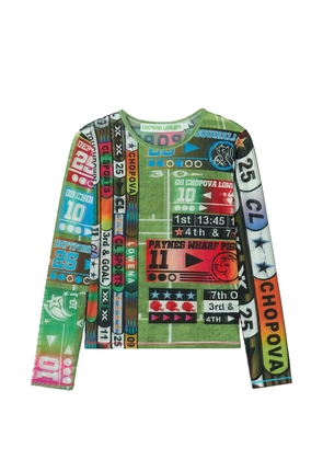 Chopova Lowena graphic-print mesh top - Green