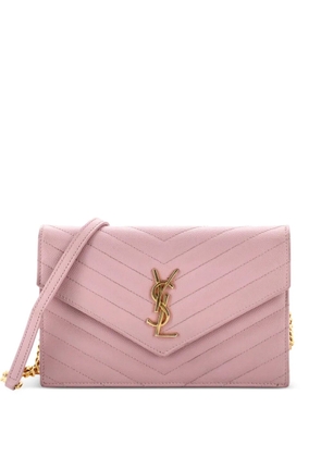 Saint Laurent Pre-Owned Classic Monogram Wallet on Chain Matelasse Chevron Leather Small crossbody bag - Pink