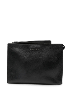 Orciani logo-plaque grained-leather clutch bag - Black