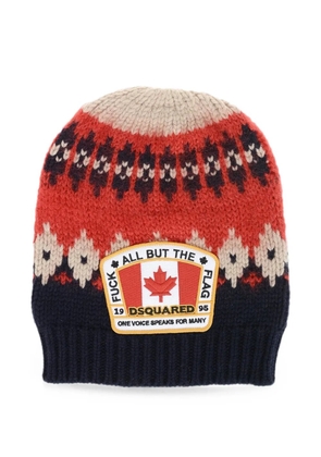 DSQUARED2 Fair Isle logo-patch beanie hat