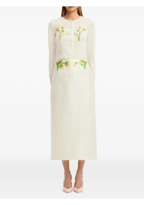 Leo Lin Quinn wildflower-embellished midi skirt - Neutrals