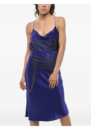 Stella McCartney chain-embellished satin slip dress - Blue
