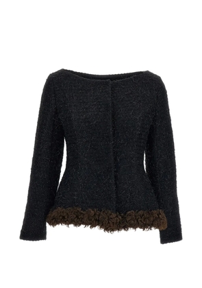 Simone Rocha faux-fur trim tweed jacket - Black