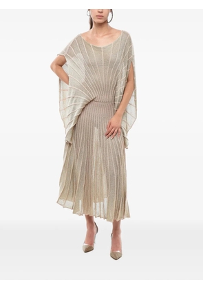 Stella McCartney lurex midi dress with sculptural design and wide cape-effect sleeves - Neutrals