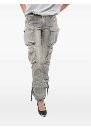 The Attico low-rise denim cargo pants - Grey