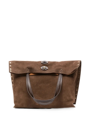 Zanellato medium A'Spasso stud-embellished leather shoulder bag - Brown