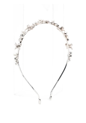 Self-Portrait bow-detail crystal-embellished headband - Silver