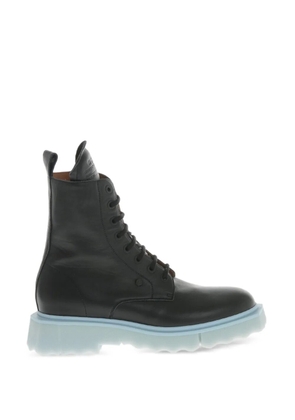 Off-White leather combat boots - Black